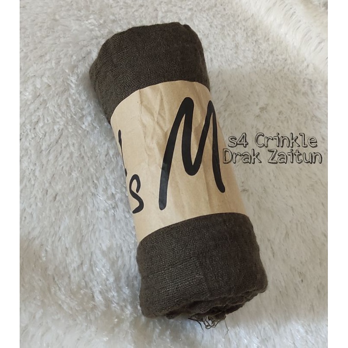 [COD] PASHMINA CRINKLE / CRINGKLE KUSUT /CRINGKLE RAWIS / HIJAB SHAWL PREMIUM RAWIS negro-SEGI 4-DRAK ZAITUN