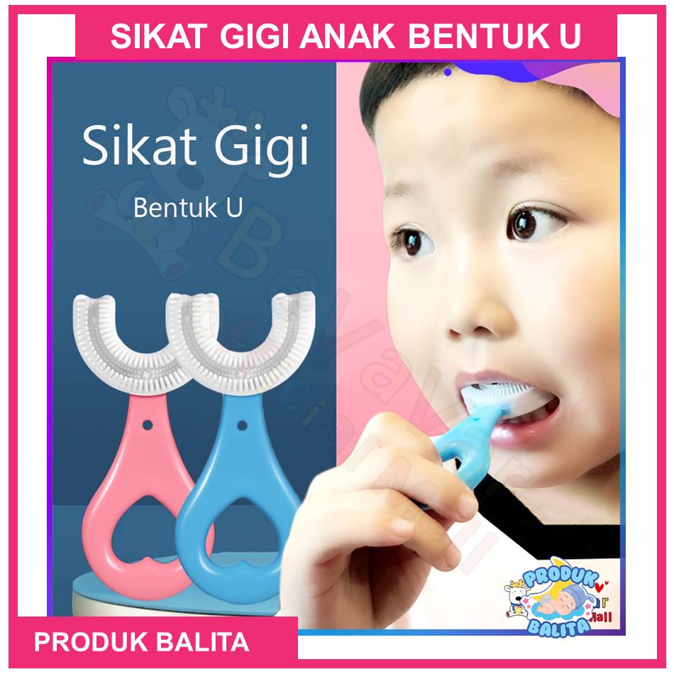 Sikat Gigi Anak Bentuk U Bahan Silikon / Sikat Gigi Anak Balita Bentuk U U-Shaped Fitting Toothbrush for Child