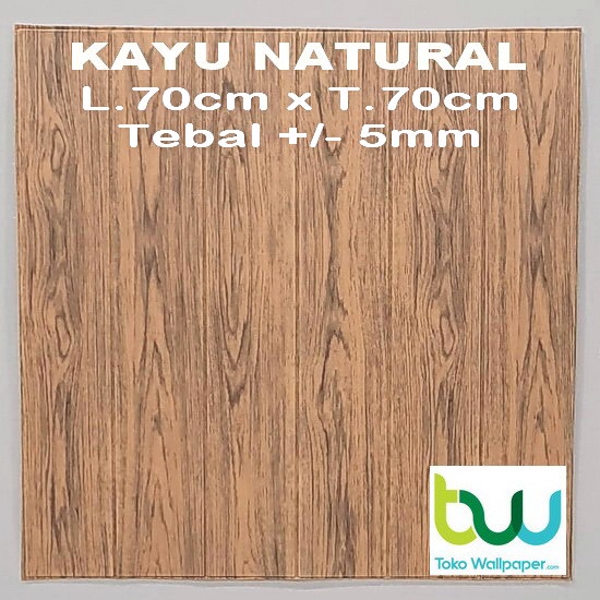 Wallpaper 3D Bata 70x77 cm Walpaper Dinding 3D Brick Foam Motif Anak Doraemon Hello Kitty Stiker-Kayu Natural 5mm