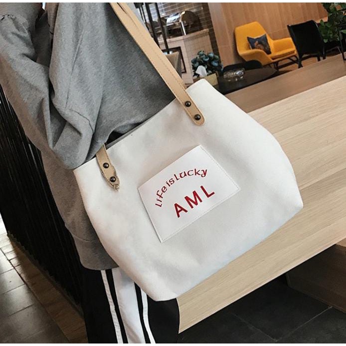 Tas Bahu Wanita Kanvas Lifelucky  / Tas Bahu Wanita Lifelucky Canvas /Tas Kuliah Wanita LifeLucky