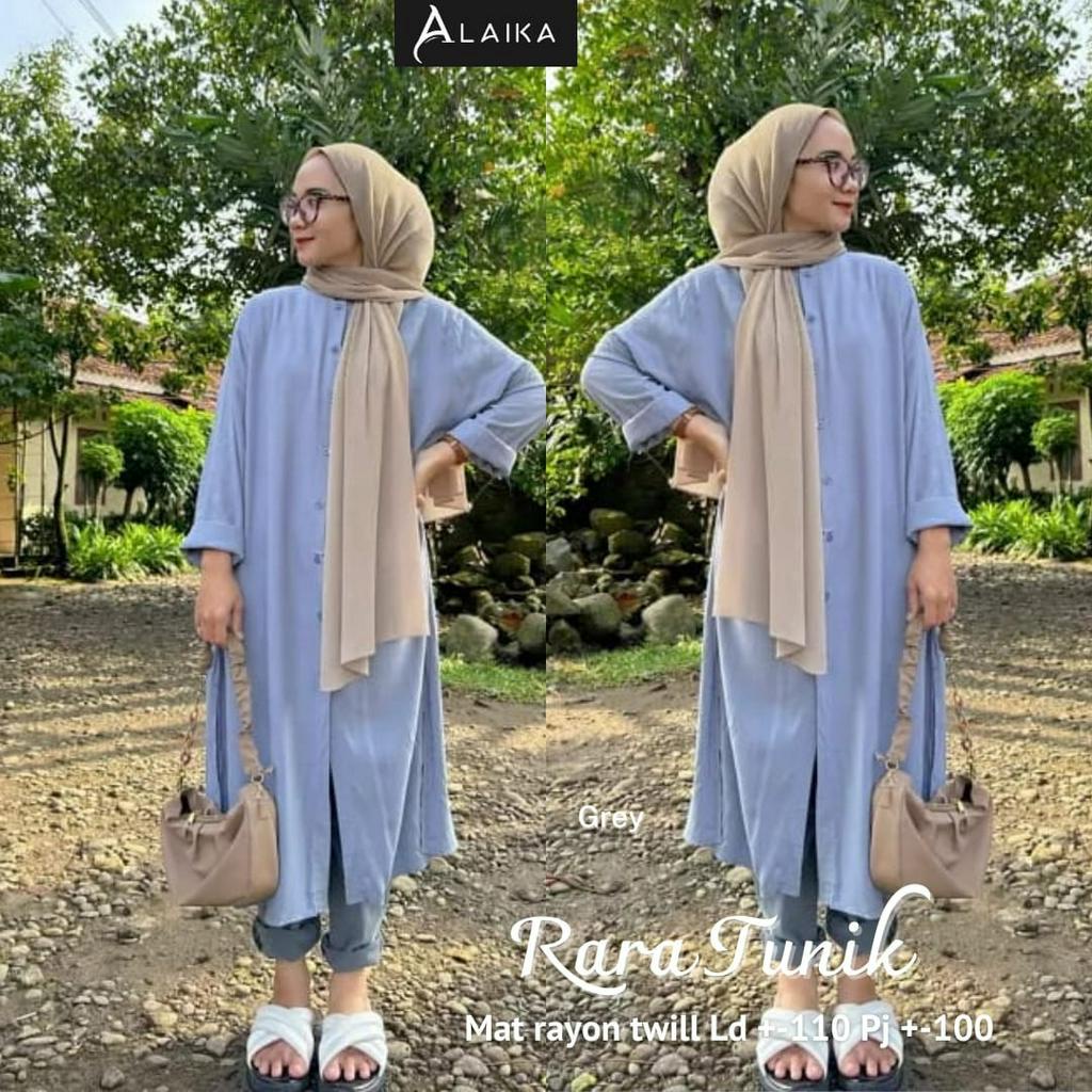 Rara Tunik Atasan Fashion Muslim Wanita Muslim Rayon Twill Original Produk By Alaika