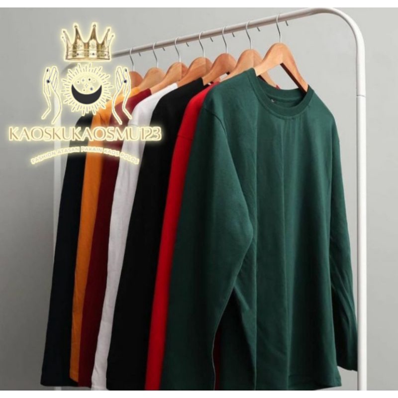 Promo [bisa Cod] Kaos Lengan Panjang Pria Wanita Long Sleeve Green