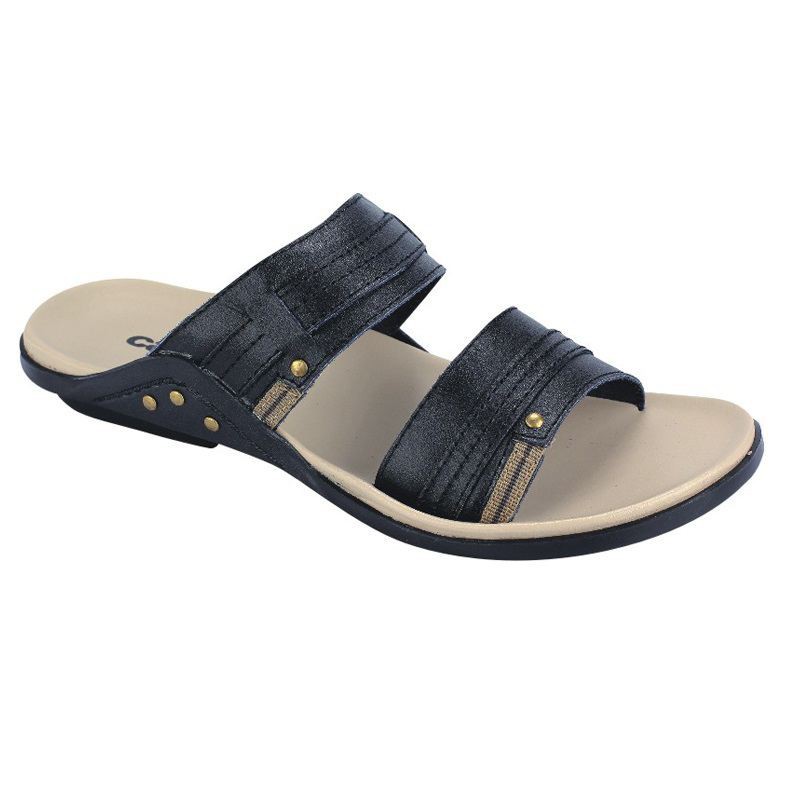 Catenzo KN 065 hitam | Sendal / sandal pria | kulit | model terbaru ori | trendy | murah berkualitas