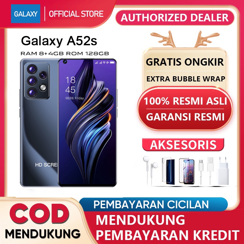 hp galaxy A52s RAM 8GB+4GB Extended ROM 512GB MediaTek GARANSI RESMI Handphone Android AMOLED 7.5&quot; Ponsel Baru asli 4G/5G HP Murah Cuci Gudang