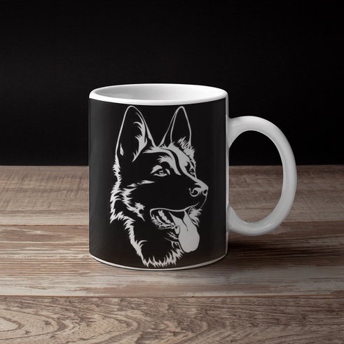 Mug Motif Full Block Black Dog Caricature