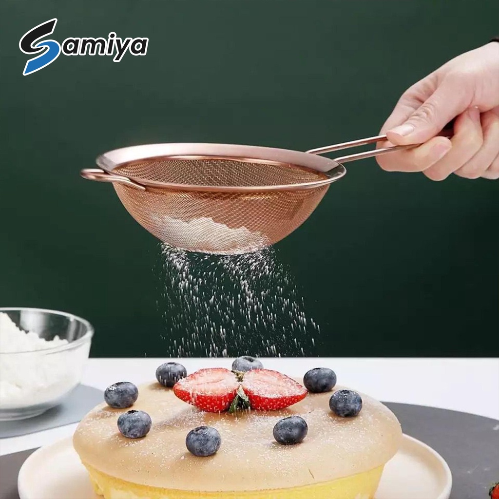 saringan masak dapur minyak tepung serbaguna / kitchen oil strainer premium stainless 304 rosegold gold satuan