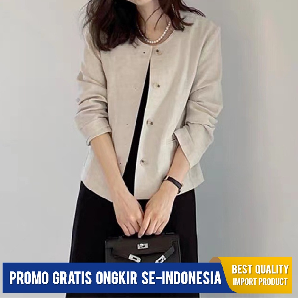 Jsket  Wanita Tempat Korea Chic Linen Sun Perlindungan Top Cargan  Mantel Import