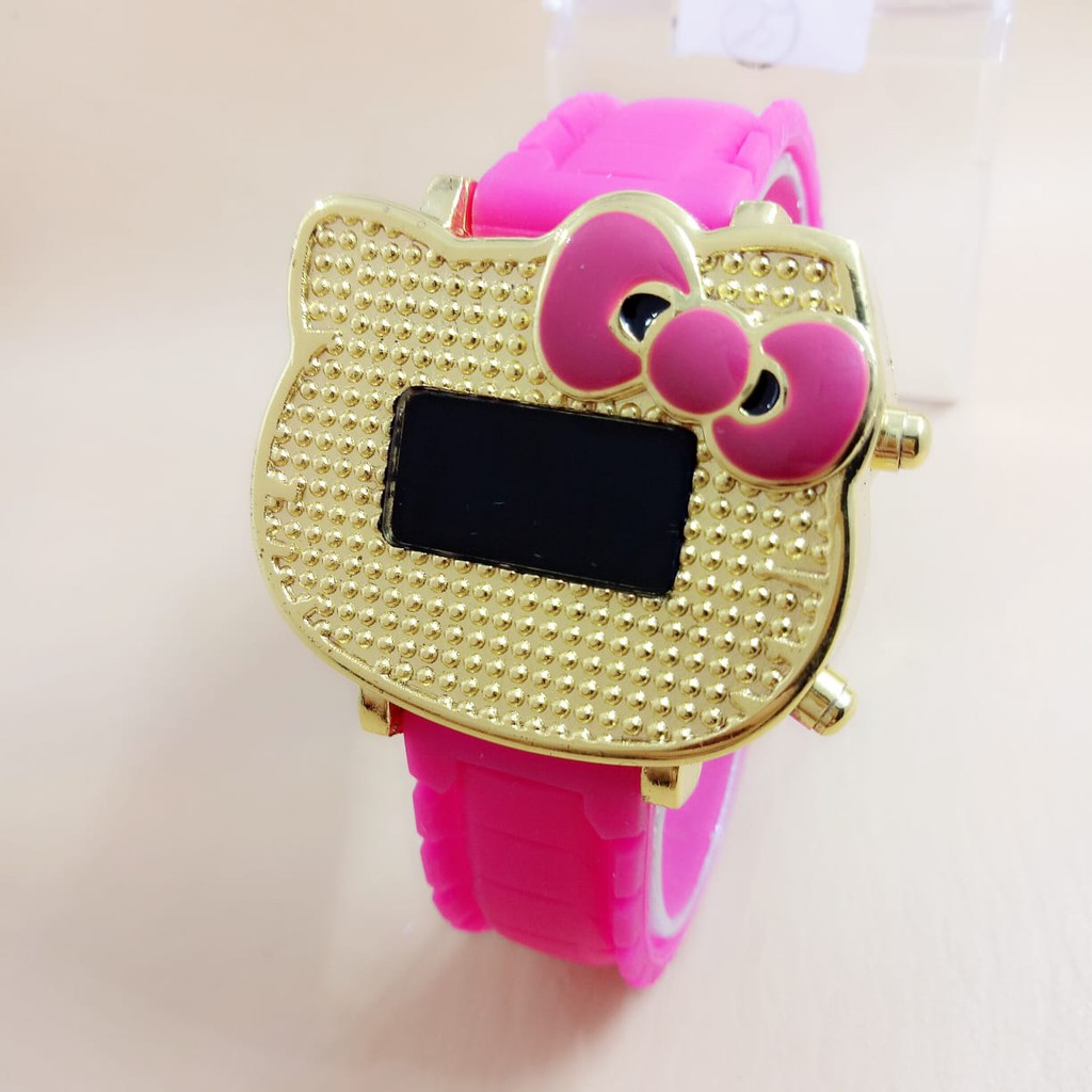 JAM TANGAN ANAK FASHION HELLO KITTY LED RUBBER