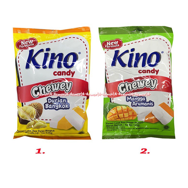 Kino Candy Chewy Tersedia 2Varian Rasa Durian dan Mangga Permen Lunak 125gr