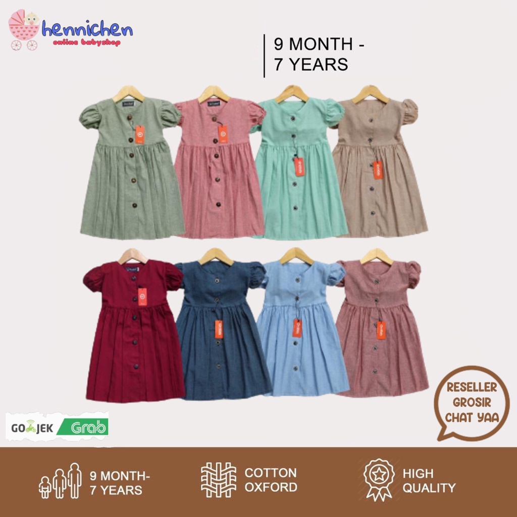 Dress Anak Oxford Atasan Perempuan Danish (9 Bulan-6/7 Tahun) OVIKIDS