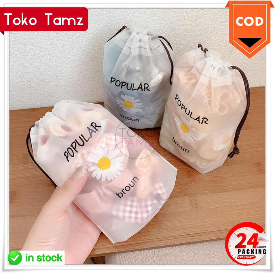 COD MAKASSAR Tas Pouch Travel Serut 04 Daisy Plastik Tebal  Shopee OLShop tokotamz Online Shop Makas