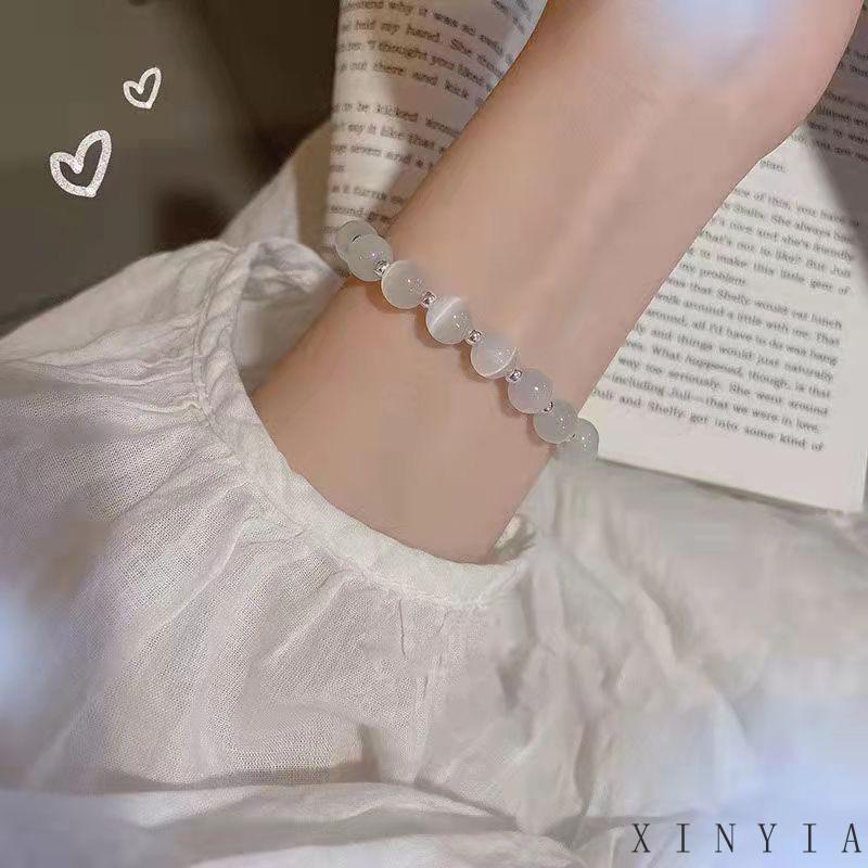 【COD】Fashion Opal Bell Beads Bracelet Mutiara Kupu-Kupu Hati Tulip Gelang Untuk Aksesoris Perhiasan Wanita