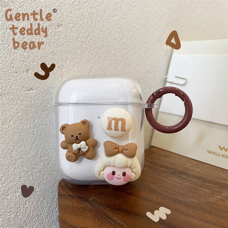 Casing Silikon Motif Teddy Bear Untuk Simpan Earphone Wireless Bluetooth Apple Airpods 1 / 2