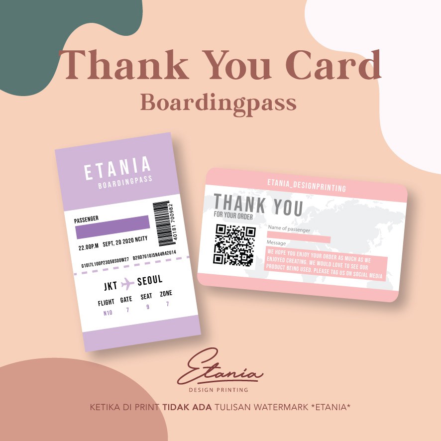 Thank You Card Boarding Pass Thank You Card Unik Thank You Card