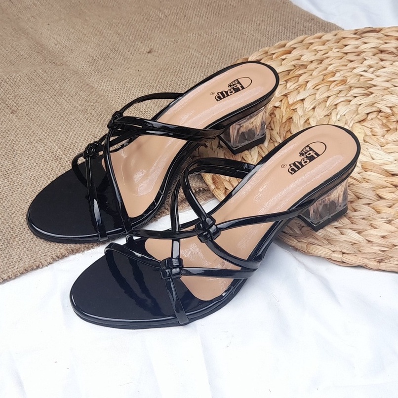 SW 99 Sandal Heels Wanita Hak Kaca 5 cm Motif Kupat AM14