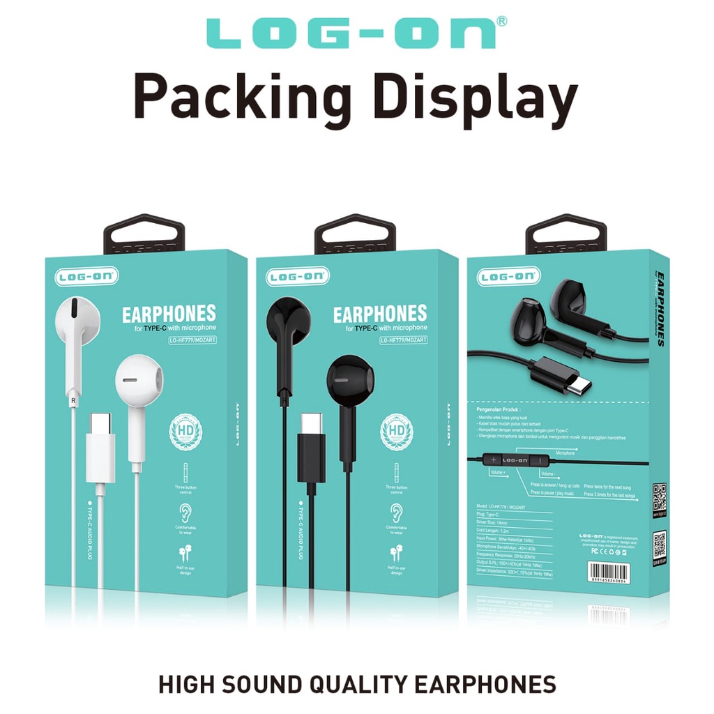 HANDSFREE EARPHONE LOG ON SOFTSTYLE TYPE C LO HF 779 588 C TIPE C DIGITAL AUDIO UNIVERSAL MIC