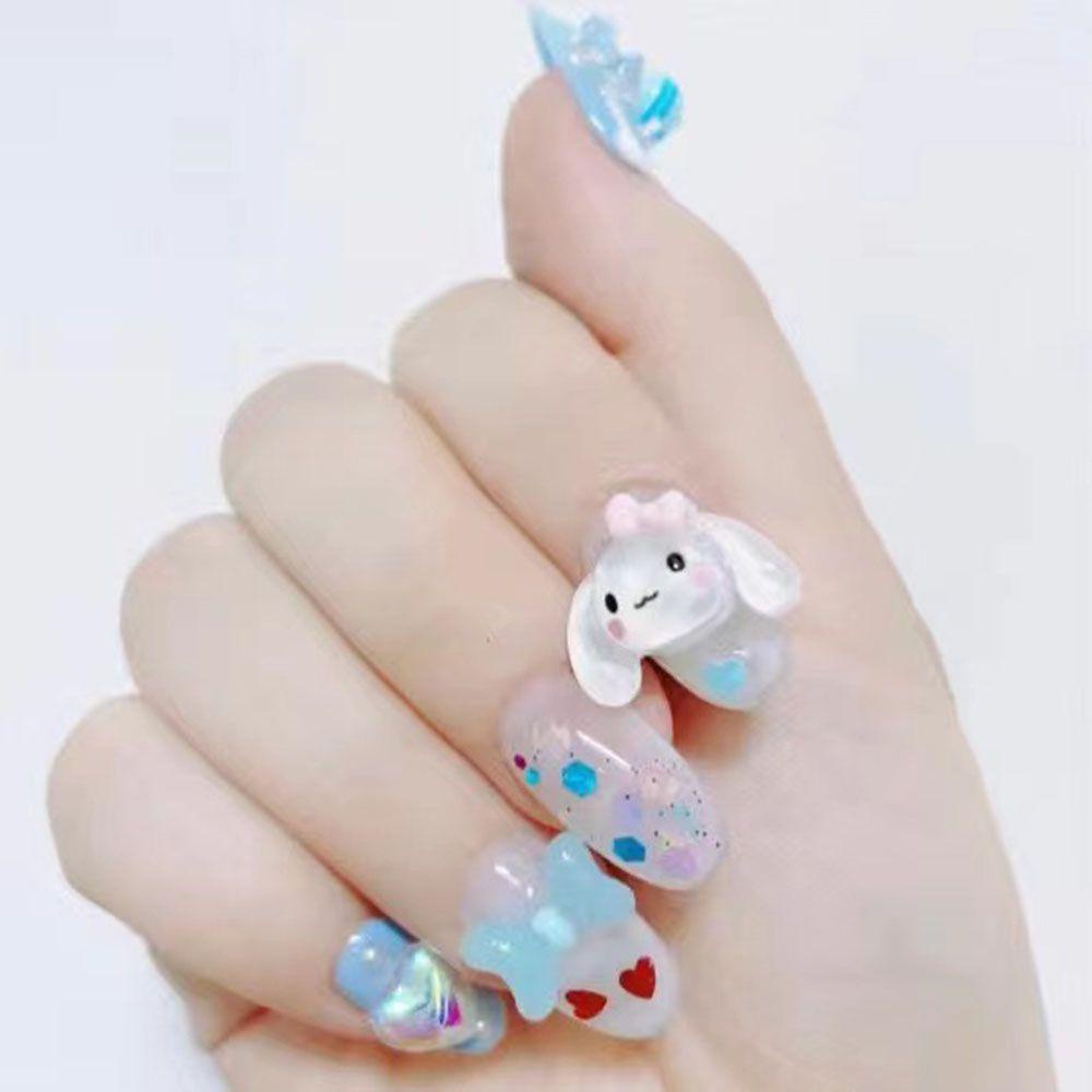 Needway   Puppy Nail Art Perhiasan Gaya Jepang Transparan Kartun Telinga Besar Anjing DIY Hiasan Kuku