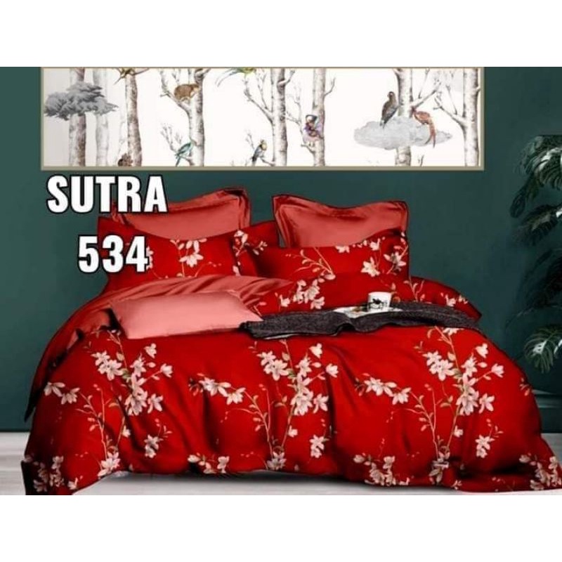 ✨RUMAH SPREI MEDAN✨ ✔NEW‼ SPREI SUTRA SERAT BAMBU BUNGA MERAH/SPREI SUTRA SERAT BAMBOO WEDDING BUNGA