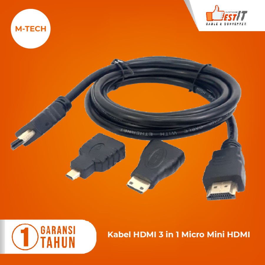 Kabel HDMI 3 in 1 Micro Mini HDMI M-Tech Original