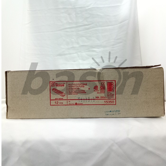 BROCO 15350 Stop Kontak Outbow 5 Lubang - 16A 250V dengan Child Protection