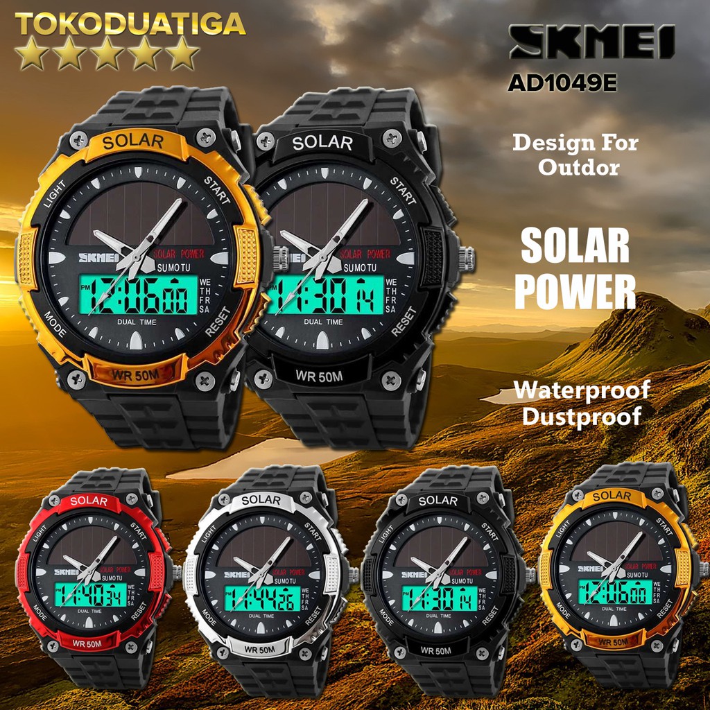 Jam Tangan Pria Adventure Solar Power SKMEI Sport Analog Digital Anti Air Kedalaman 50M - AD1049E