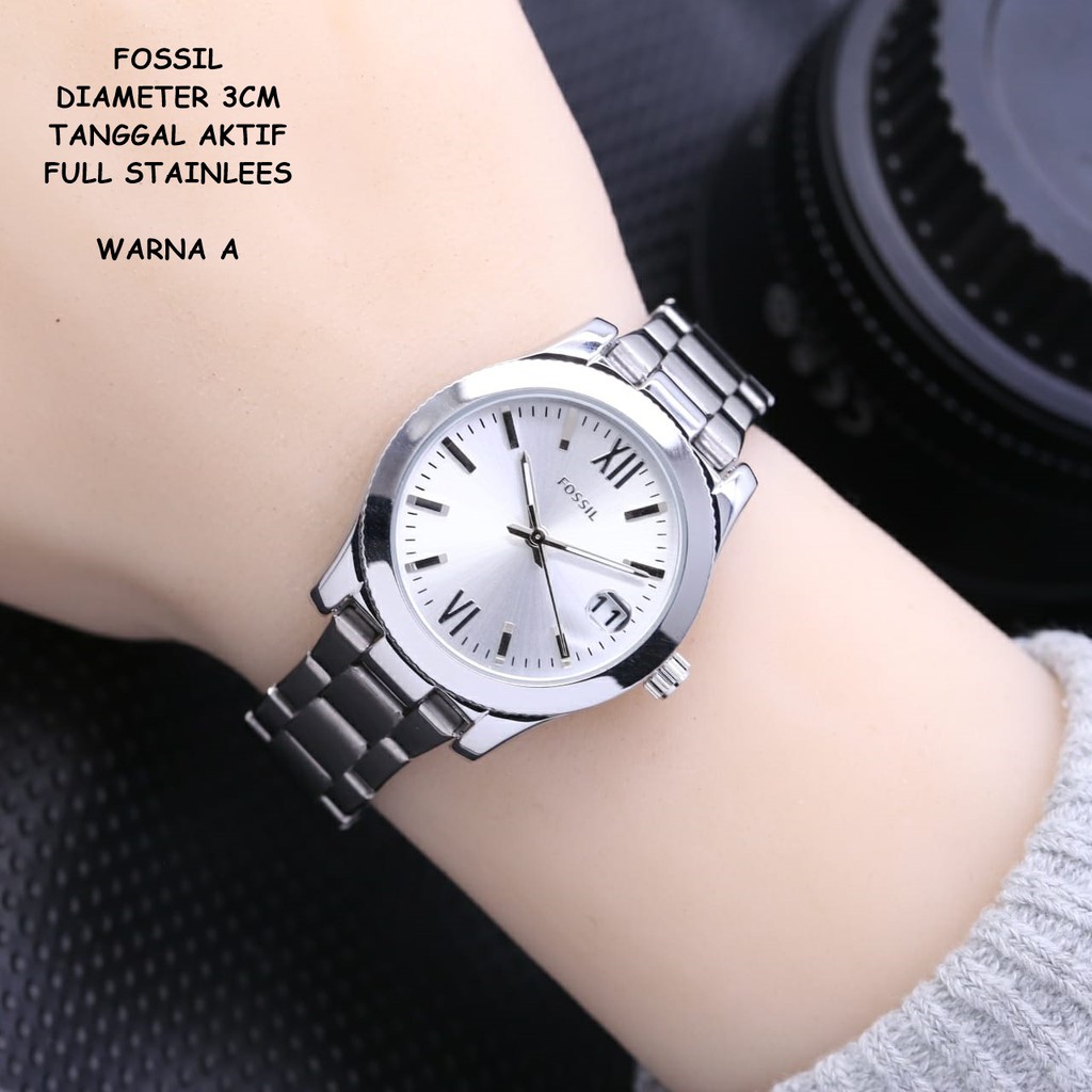 JAM TANGAN WANITA FASHION RANTAI BODY BULAT TANGGAL AKTIF