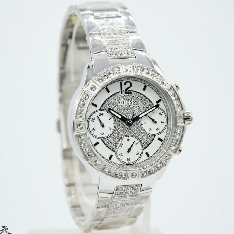 Jam Tangan Wanita Guess W1071L1 Silver Rantai Original Murah