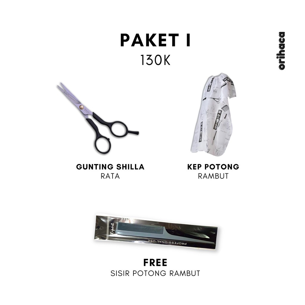Paket 1 Gunting Rambut Salon Barber Rumah (Free Sisir)