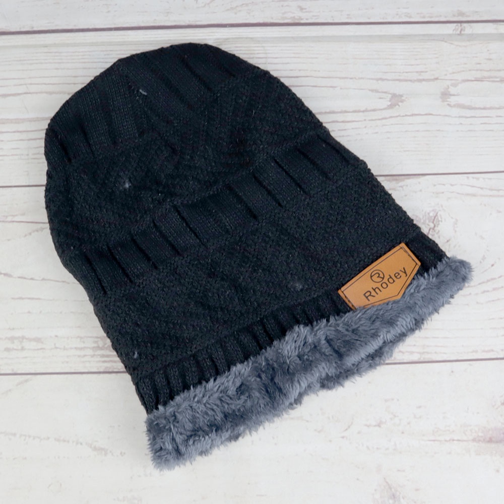 Kupluk Wool Winter Beanie Hat - OMHAU8BK Black