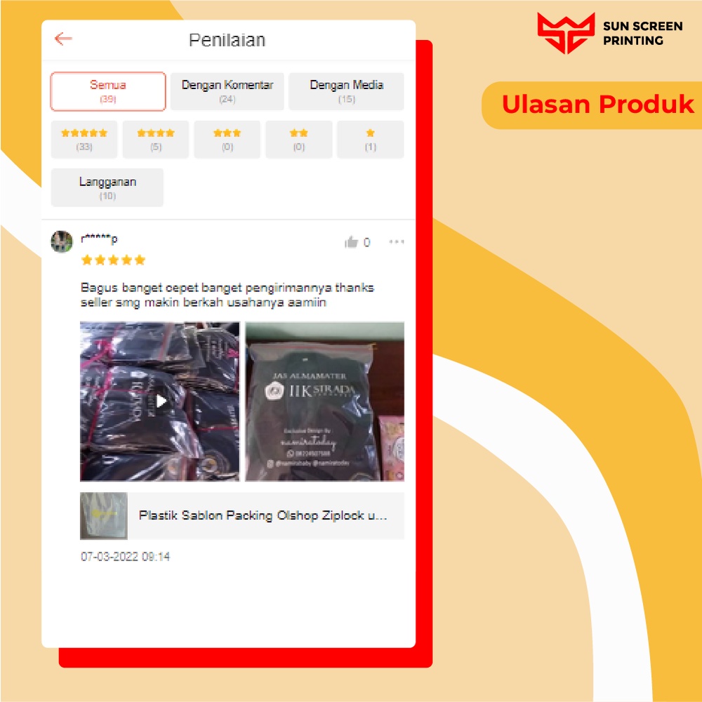 Plastik Sablon Olshop Custom Ziplock 30x40 Tanpa Plong Free Design