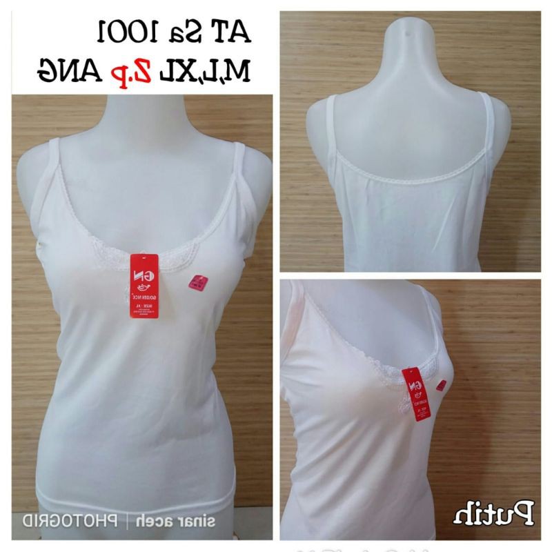 Tanktop GN SA 1001| Tanktop wanita Tali kecil  katun tebal Putih renda kombinasi |GOLDEN NICK |