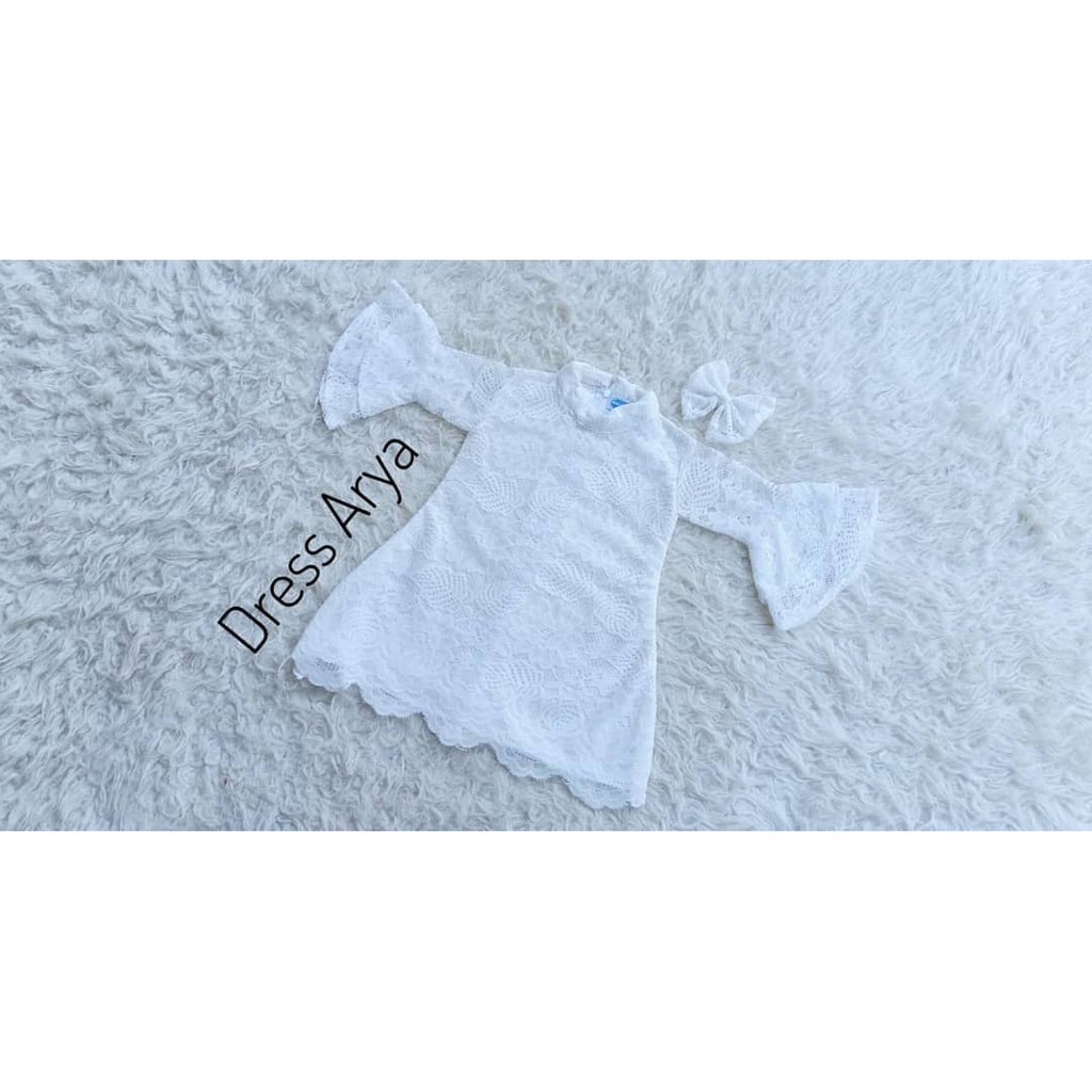 DRESS ARYA ANAK / DRESS BROKAT ANAK / BAJU ANAK-ANAK WARNA PUTIH USIA 8-10 TAHUN (READY STOK)