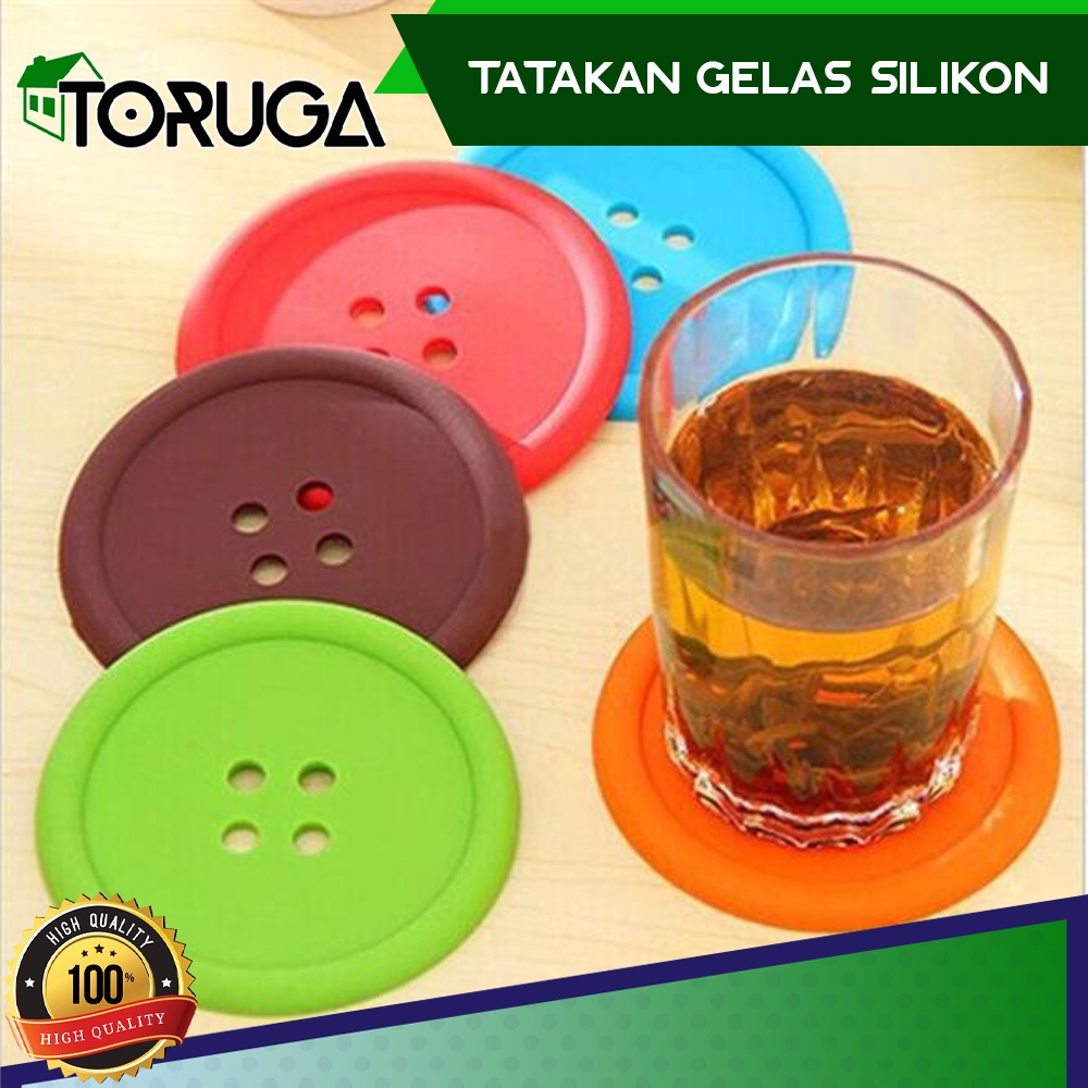 TATAKAN ALAS GELAS SILIKON CANGKIR MODEL KANCING - CUP MUG PAD KARET