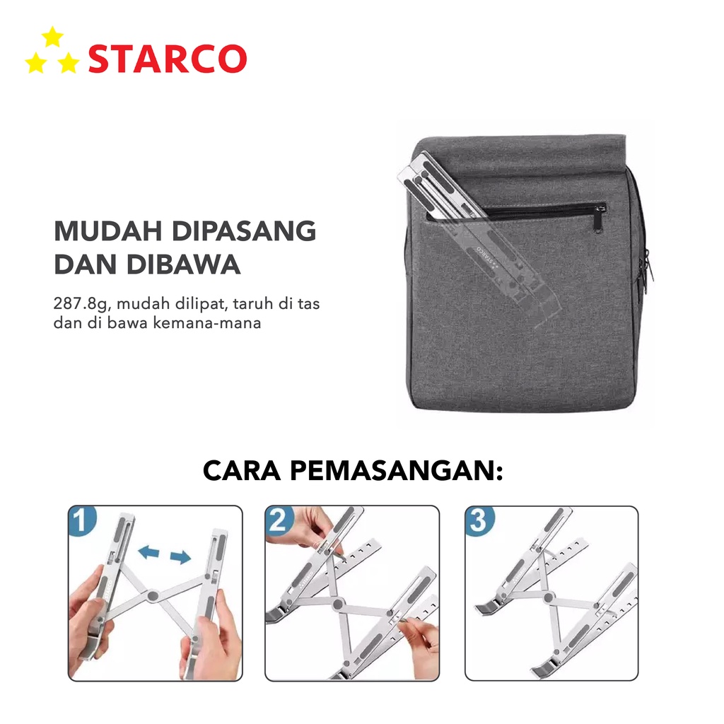 Starco Tablet Stand Laptop Stand Holder Dudukan Laptop Aluminium Alloy-3