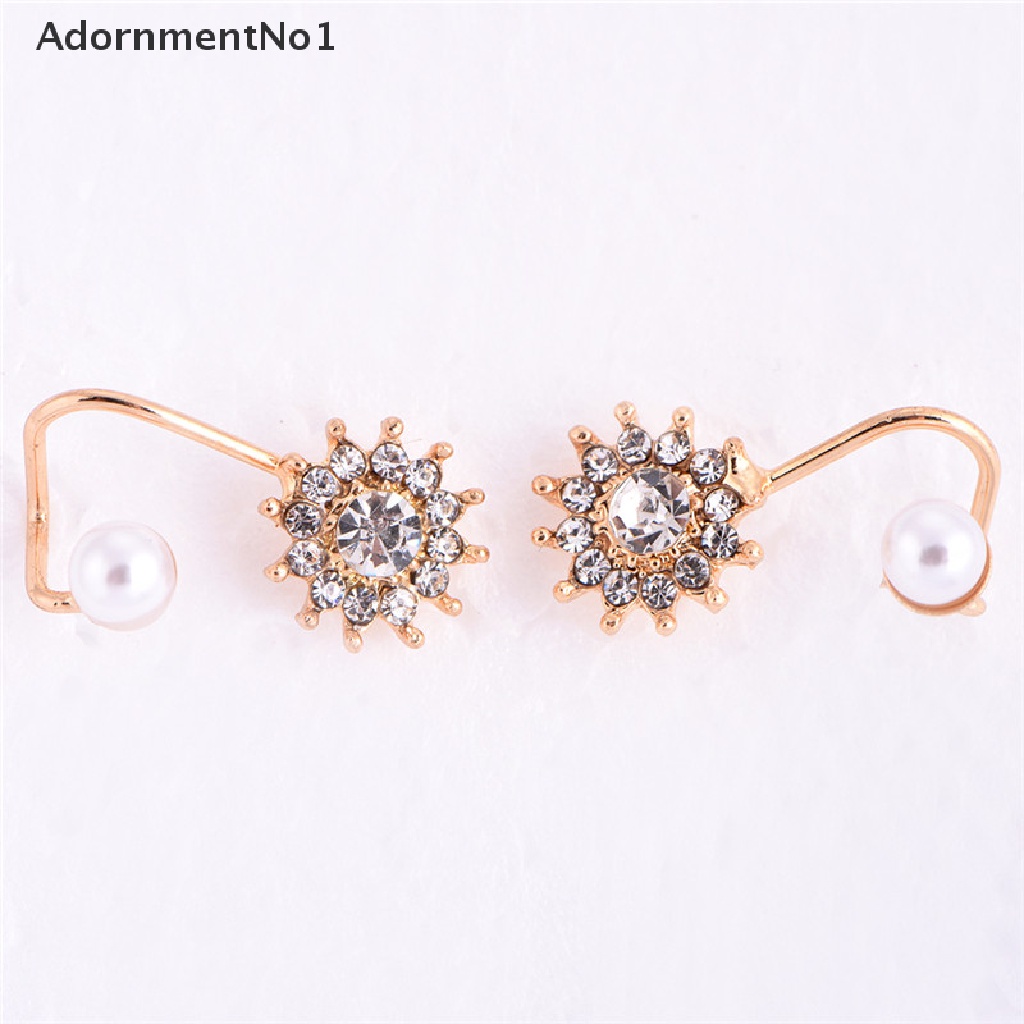 (AdornmentNo1) 1 Pasang Anting Tusuk Mutiara + Berlian Imitasi Untuk Wanita