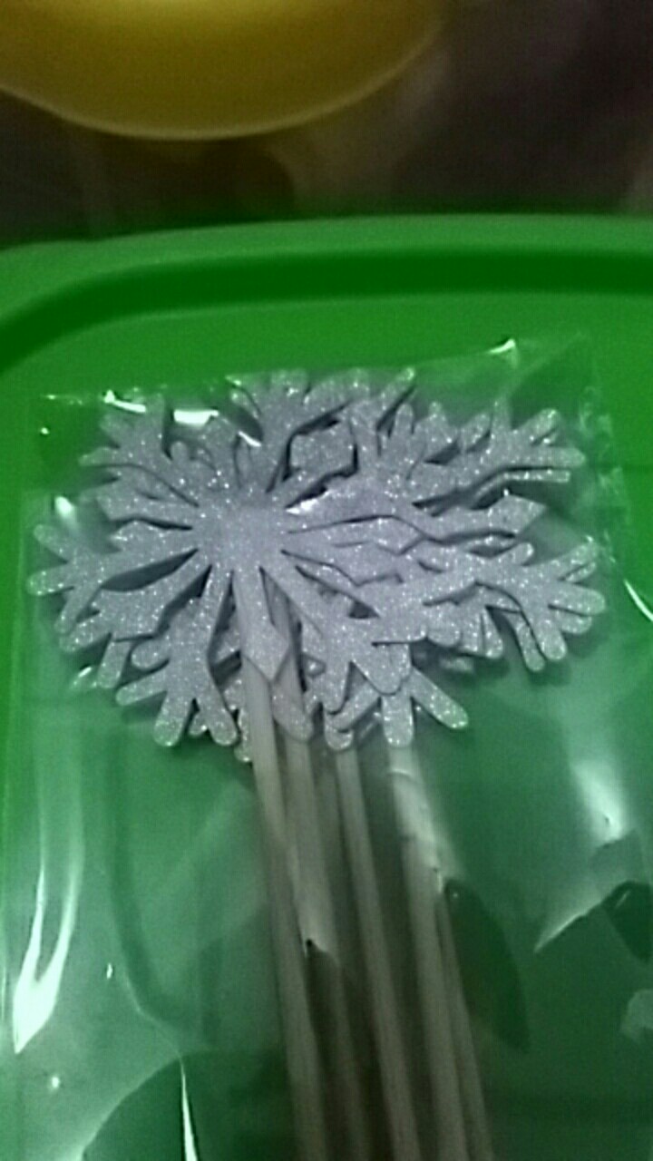 Topper Kue Design Frozen Snowflake Glitter Isi 5 Pcs