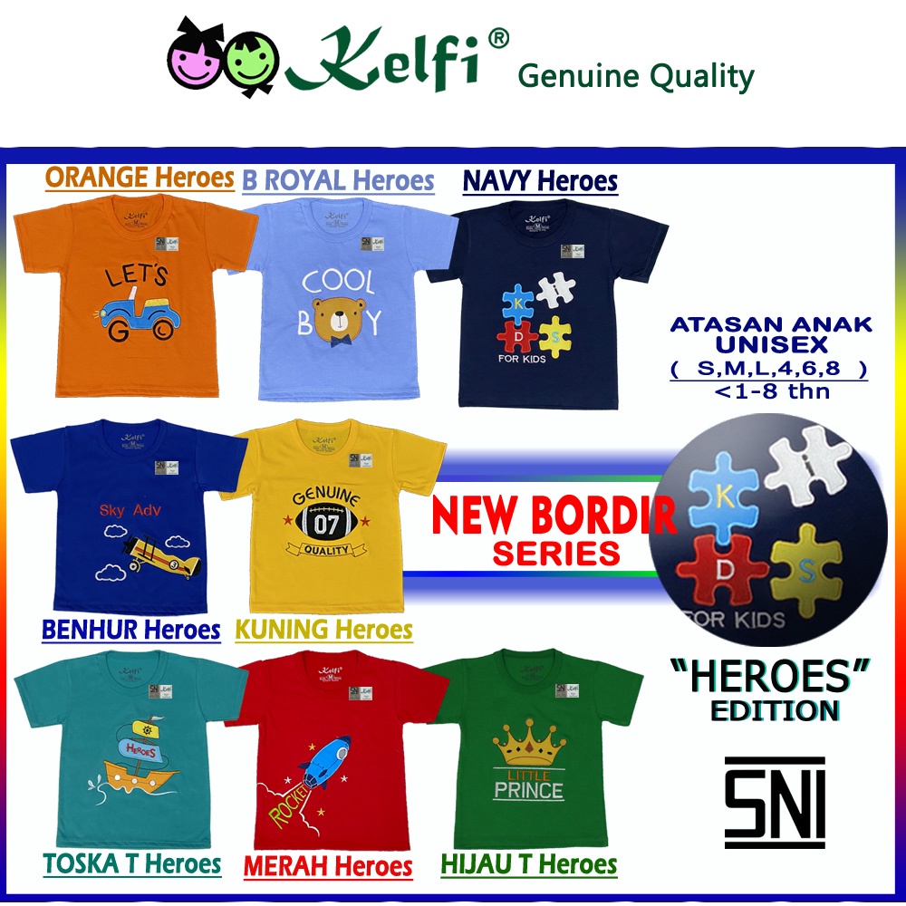 PROMO 10.10 KELFI BAJU KAOS ANAK UNISEX  - COWOK / CEWEK =&gt;  HEROES EDITION