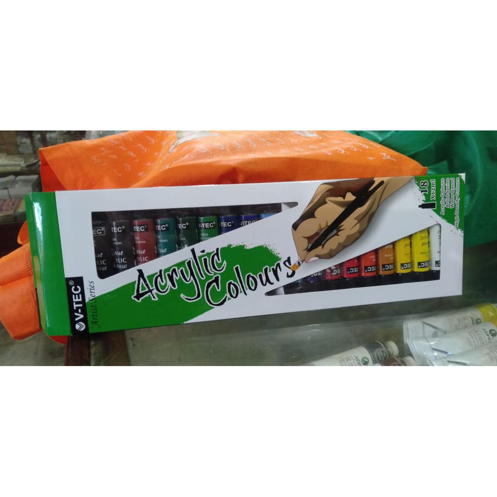 

V-TECH ACRYLIC COLOUR 12ML SET 18/ V-TECH CAT AKRILIK 18 WARNA /PAKET CAT MURAH