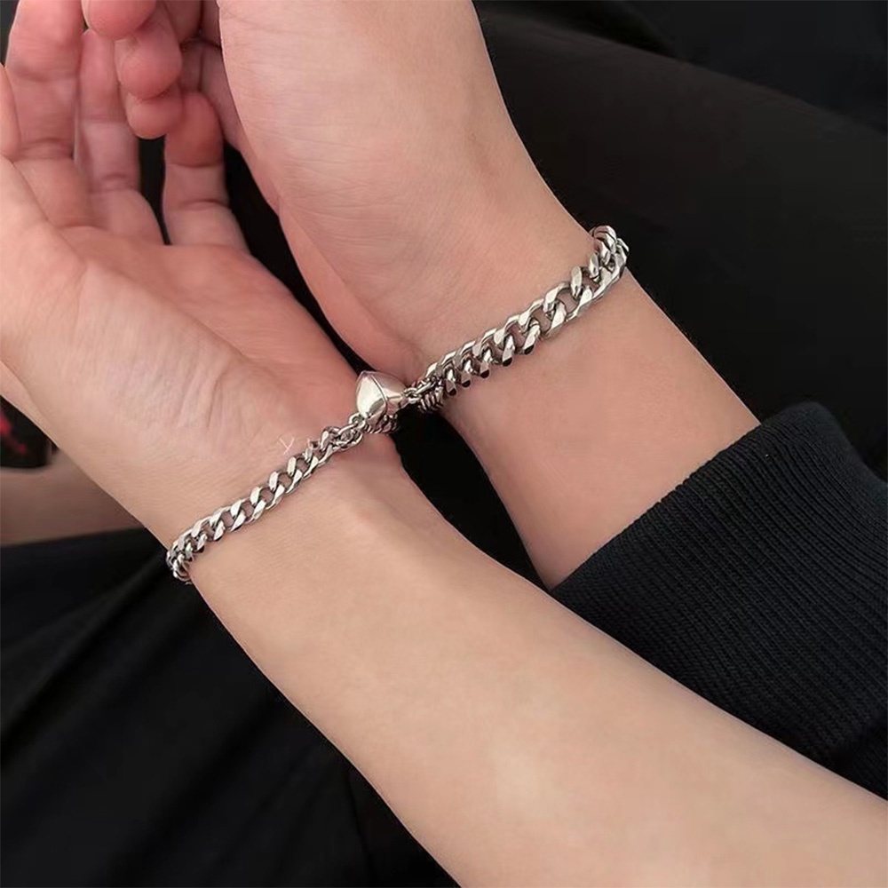 IFYOU Gelang Pasangan Warna Silver Gaya Korea Untuk Wanita