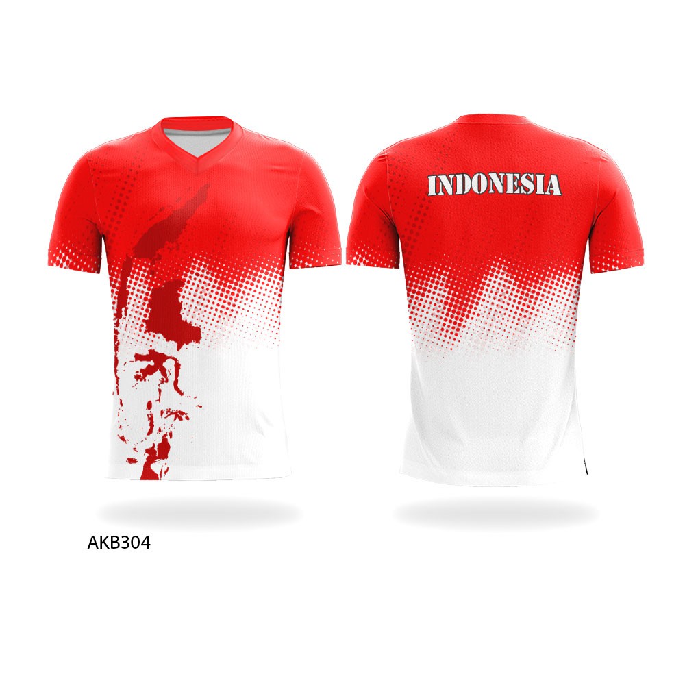 Kaos Jersey Sport Sepeda Indonesia Garuda Merah Putih Custom AKB304