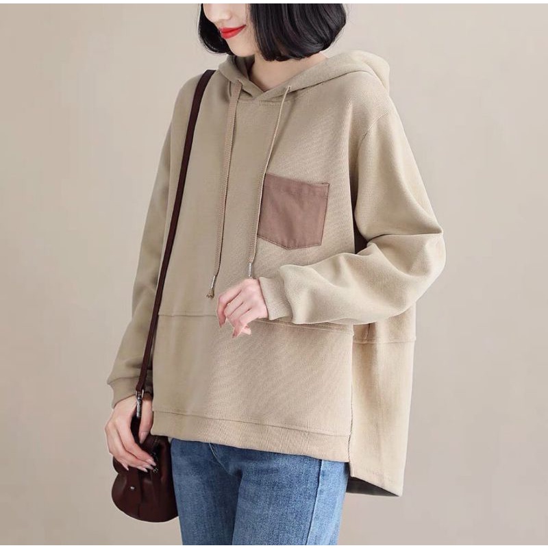 KAYLE POCKET HOODIE | Sweater Hoodie Oversize Size M.L.XL | Sweater Hoodie Wanita Sweatshirt