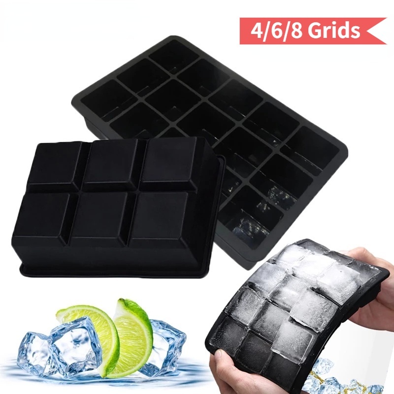 Cetakan Es Batu Jelly Permen 4 / 6 / 8 Grids Bahan Silikon Food grade Reusable Untuk Aksesoris Dapur