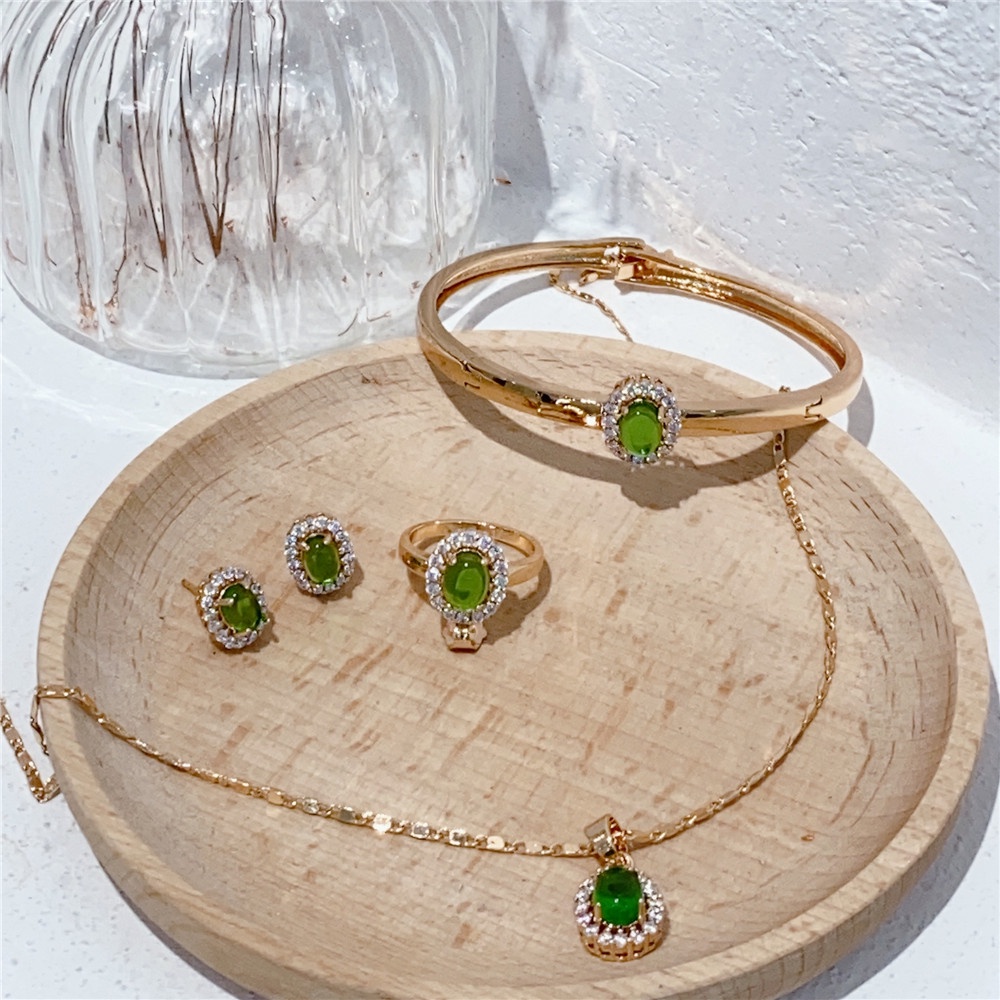 ✅COD Set Perhiasan Titanium Wanita Set Kalung Gelang Dan Anting Cincin Set Lapis Emas Aksesoris Perhiasan Wanita Paket Aksesoris D464