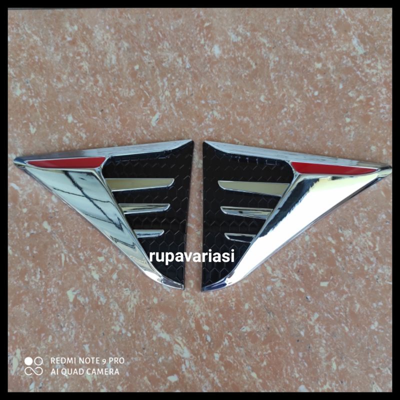 side ventilator air flow samping rush terios avanza inova innova fortuner yaris logo trd hitam chrome crome tempel