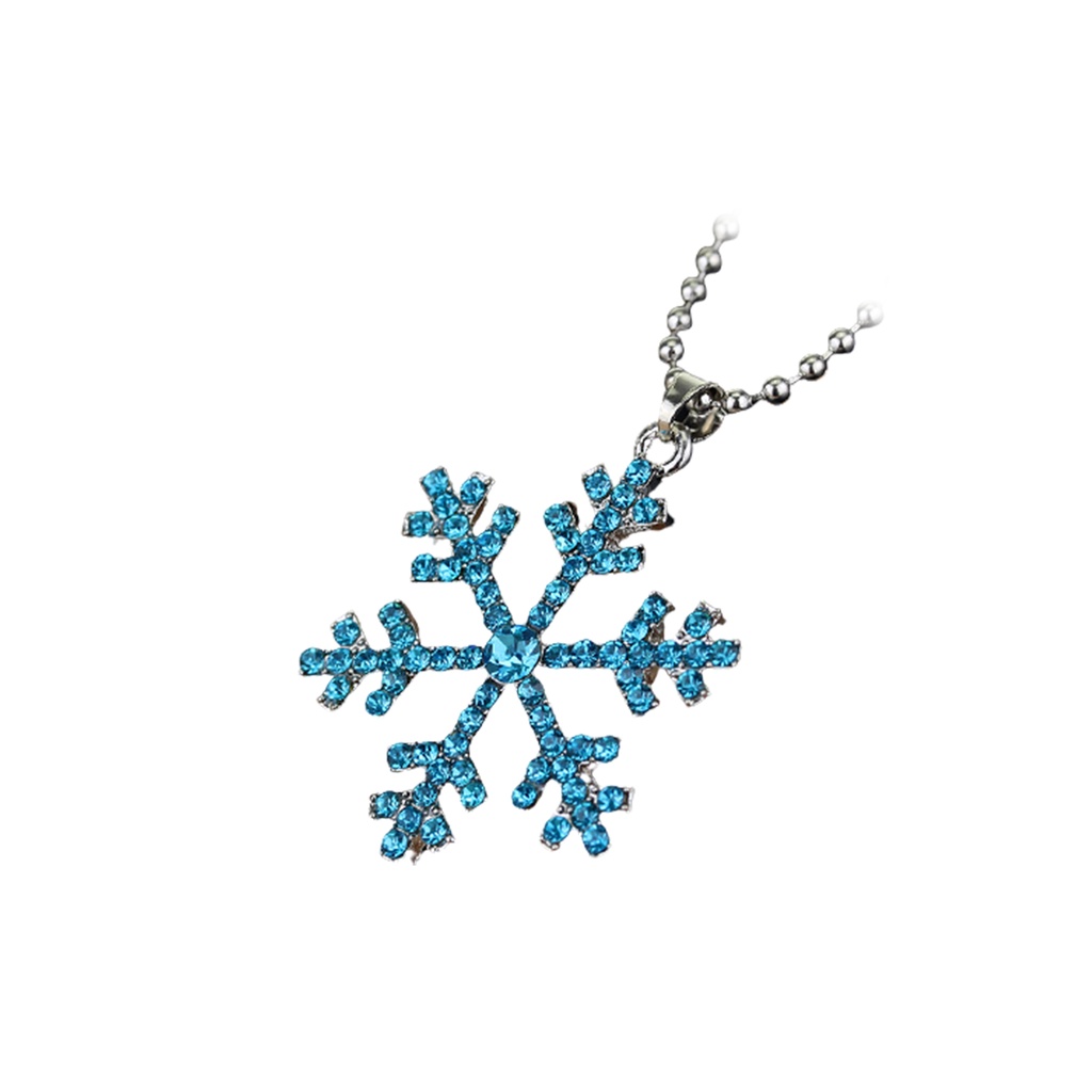 Hu Hu Hu Hu Hu Alat Bantu Pasang Kacamata♡ Kalung Liontin Snowflake Biru Putih Aksen Berlian Imitasi Bahan Alloy Untuk Wanita