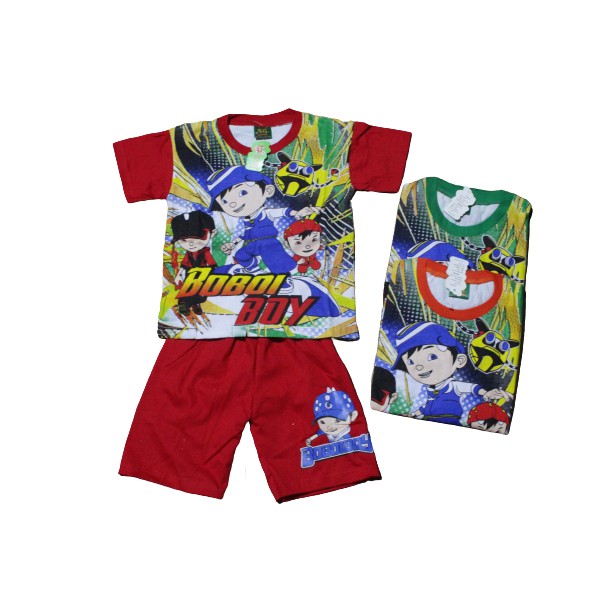 KAOS BOBOIBOY SETELAN BAJU BOBOI BOY FULL PRINTING BAHAN KATUN SIZE 2-10THN