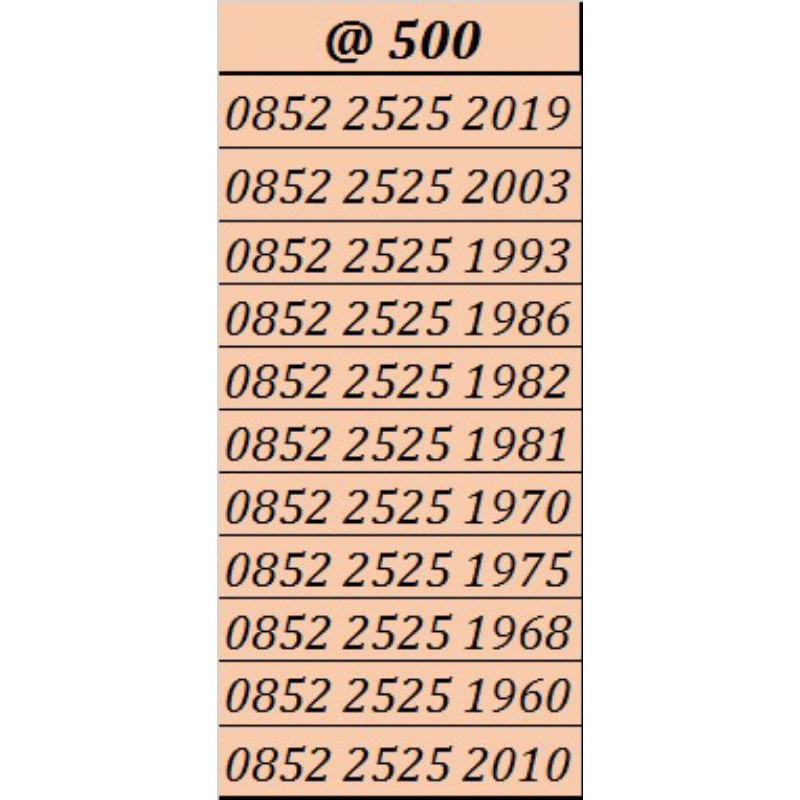 nomor cantik murah Palembangperdana serian tahun lahir sakti combo