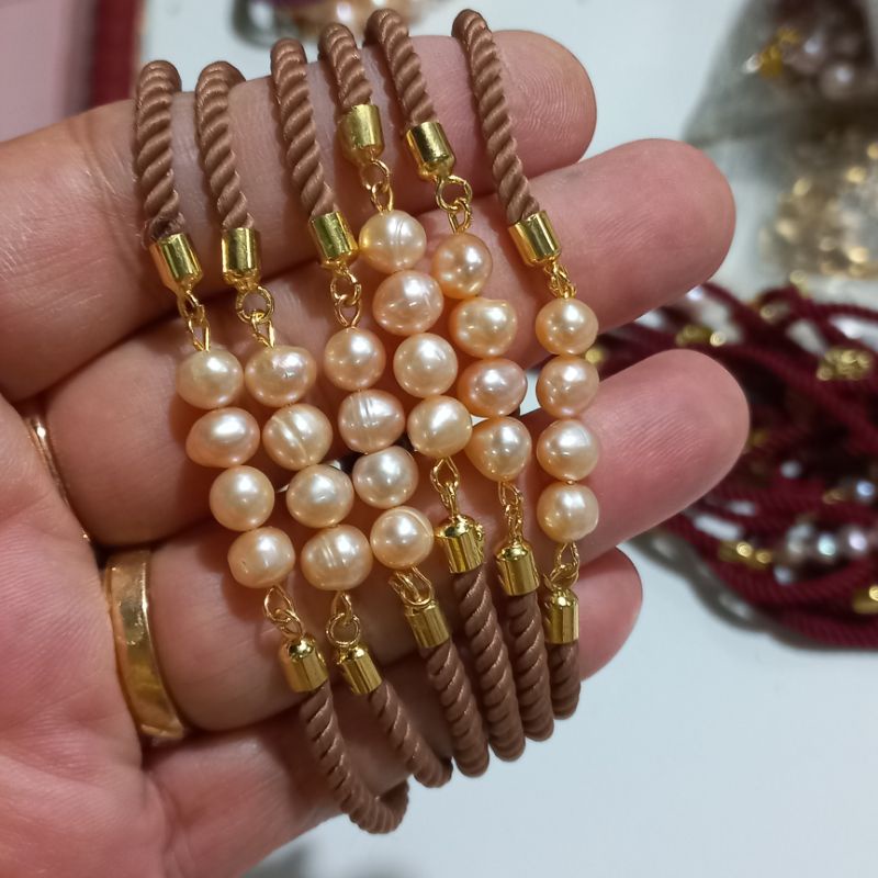 Gelang serut pandora mutiara tawar asli