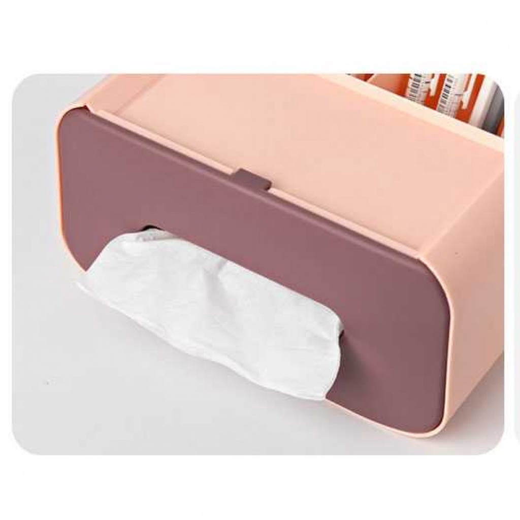 Kotak Tisu Organizer with Smartphone Holder - ZJ012 Putih