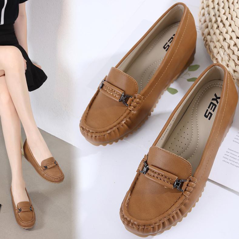 ⭐ BISA COD ⭐ XES ORIGINAL IMPORT FC3068-14 / SEPATU WEDGES WANITA KULIT IMPORT PREMIUM SEPATU